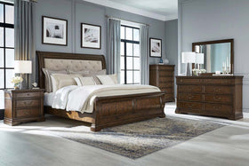 Wexford Queen Or King Satin Cherry Tufted Sleigh Bed "Create Your Own Bedroom" Collection