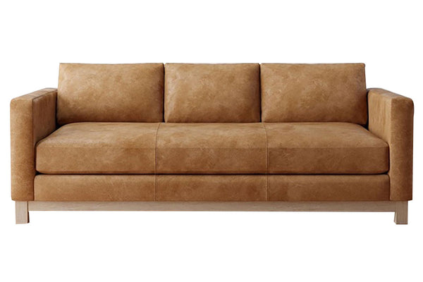 Woodbury 85 Inch "Quick Ship" Modern Top Grain Leather Apartment Sofa - In Stock