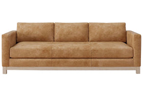Woodbury 96 Inch "Quick Ship" Modern Top Grain Leather Apartment Sofa - In Stock