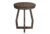 Image of Barnes Transitional Round Chair Side Table With Gray Wash Finish And Plank Style Top