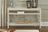 Image of Bridgeport White Nautical Beach Theme Sofa Table With Two Shelves And Rope Accents