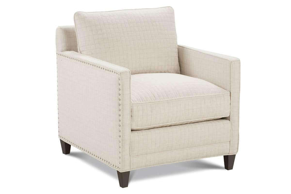 Clementine Designer Style Track Arm Fabric Accent Chair w/ Nailhead Trim