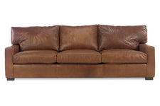 Wellington Large Square Arm Leather Pillow Back Couch With Nails - Club  Furniture