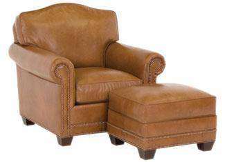 Camel leather 2024 chair and ottoman