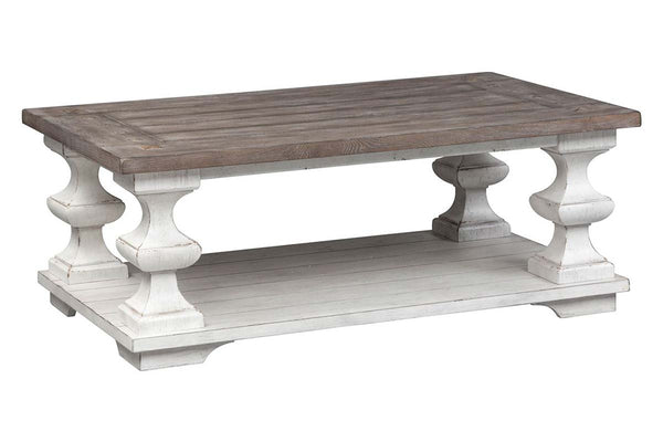 Lucca II Spanish Style Whitewashed Cocktail Table With Lower Storage S