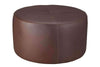 Image of Richter 35 Inch Round Drum Leather Upholstered Cocktail Ottoman