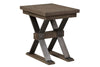 Image of Rutherford Industrial Style Antique Pewter Metal Base Chair Side Table With Weathered Bark Top