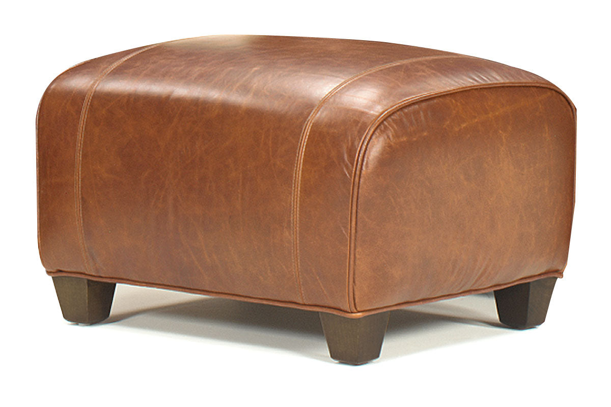 Parker Leather Roll Top Footstool Ottoman